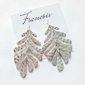 Silver metallic leaf earrings
